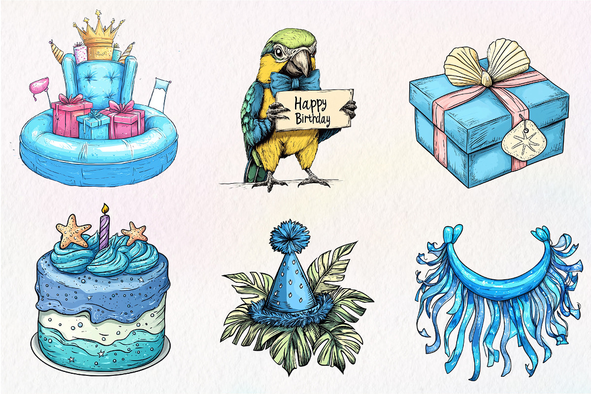 Summer Happy Birthday Clipart, an Illustration by CreationArt (Photo 5 of 5)