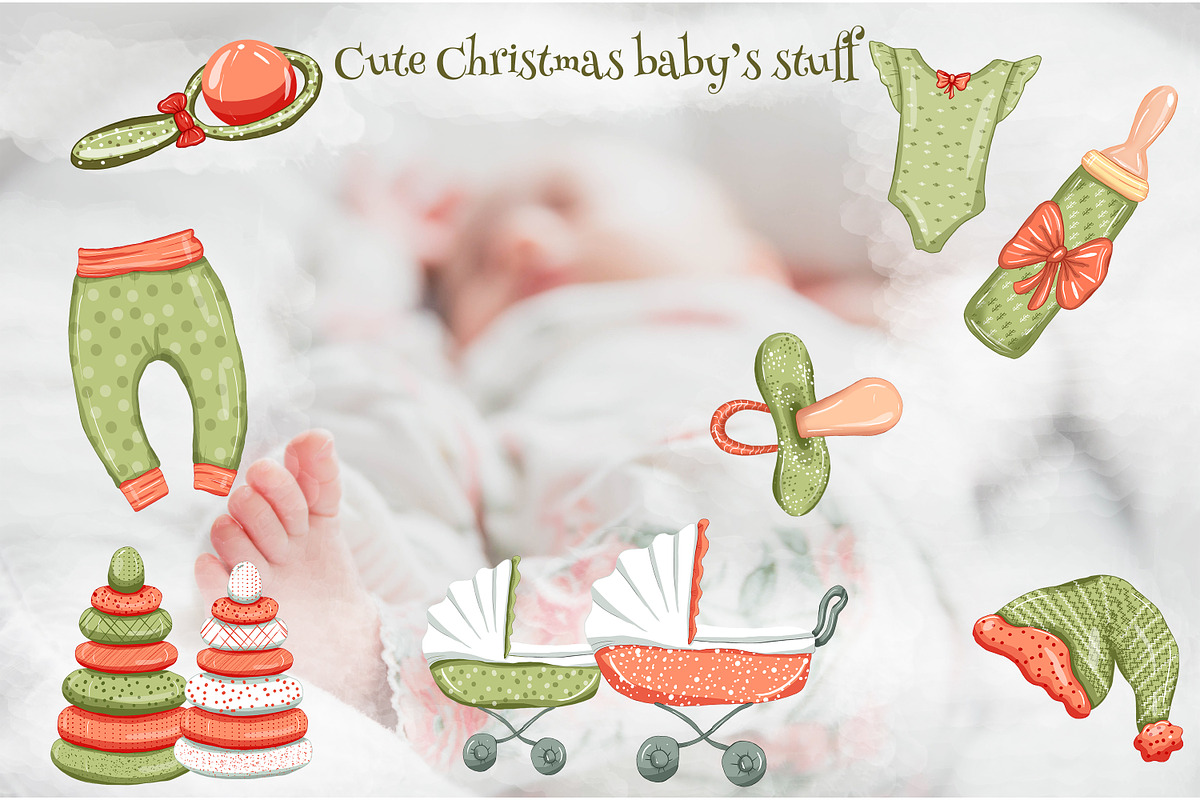 Baby Santa clipart, my 1st Christmas, an Illustration by Mrs.Swan_Design (Photo 4 of 6)
