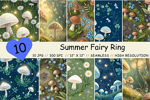 Summer Fairy Ring Seamless Pattern, a Pattern Graphic by FloridPrintables