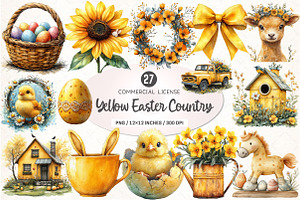 Yellow Easter Country Clipart PNG, an Illustration by SinaCreation