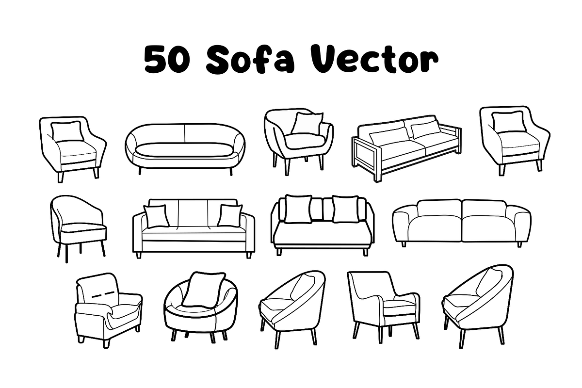 50 Sofa Vector Illustrations, an Object Illustration by ikarifq shop (Photo 1 of 2)