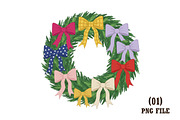 Christmas Wreath Colorful Hand Drawn, an Illustration by DreamArtGraphic (Thumbnail 1 of 6)