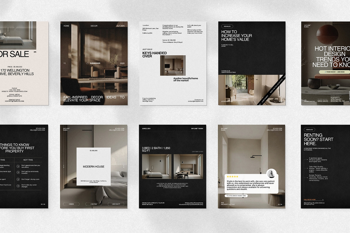 40 Realtor Instagram Canva Templates, a Social Media Template by Prapti Design (Photo 3 of 10)