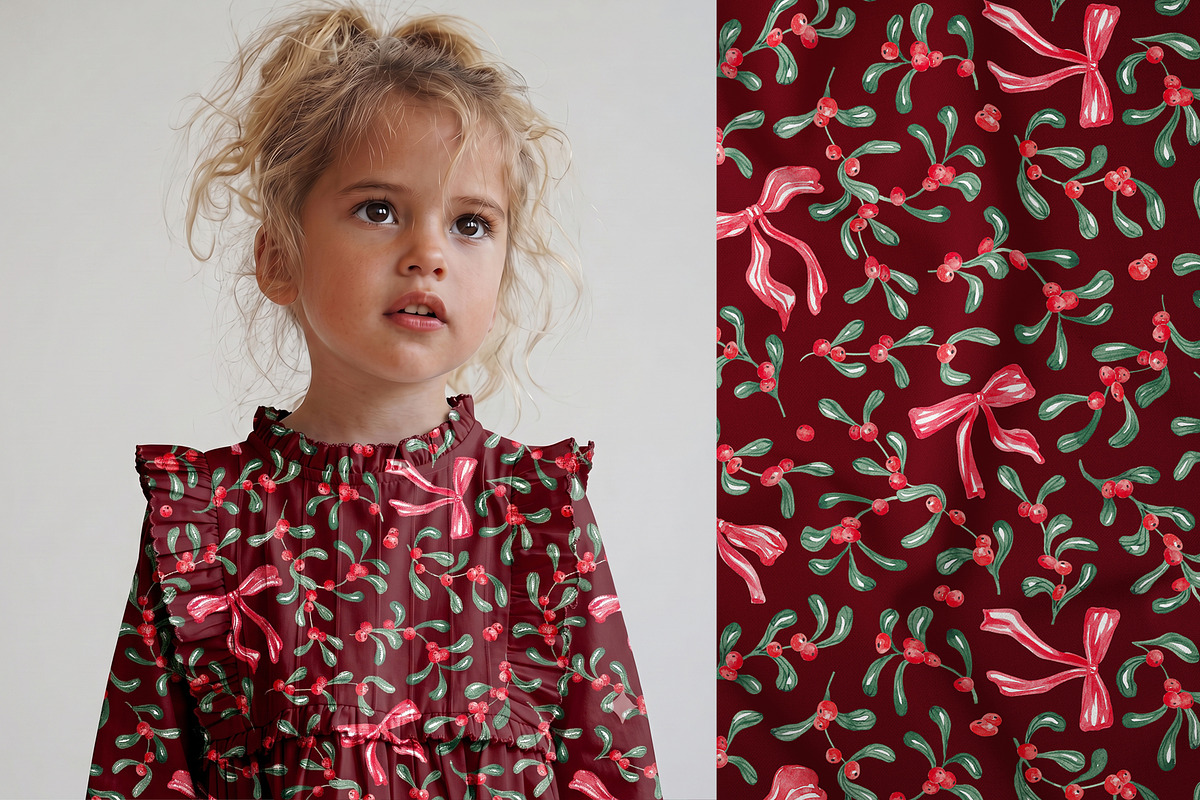 Christmas Mistletoe Seamless Pattern, a Pattern Graphic by SirenaArt (Photo 2 of 16)