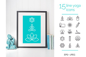 15 line yoga icons.