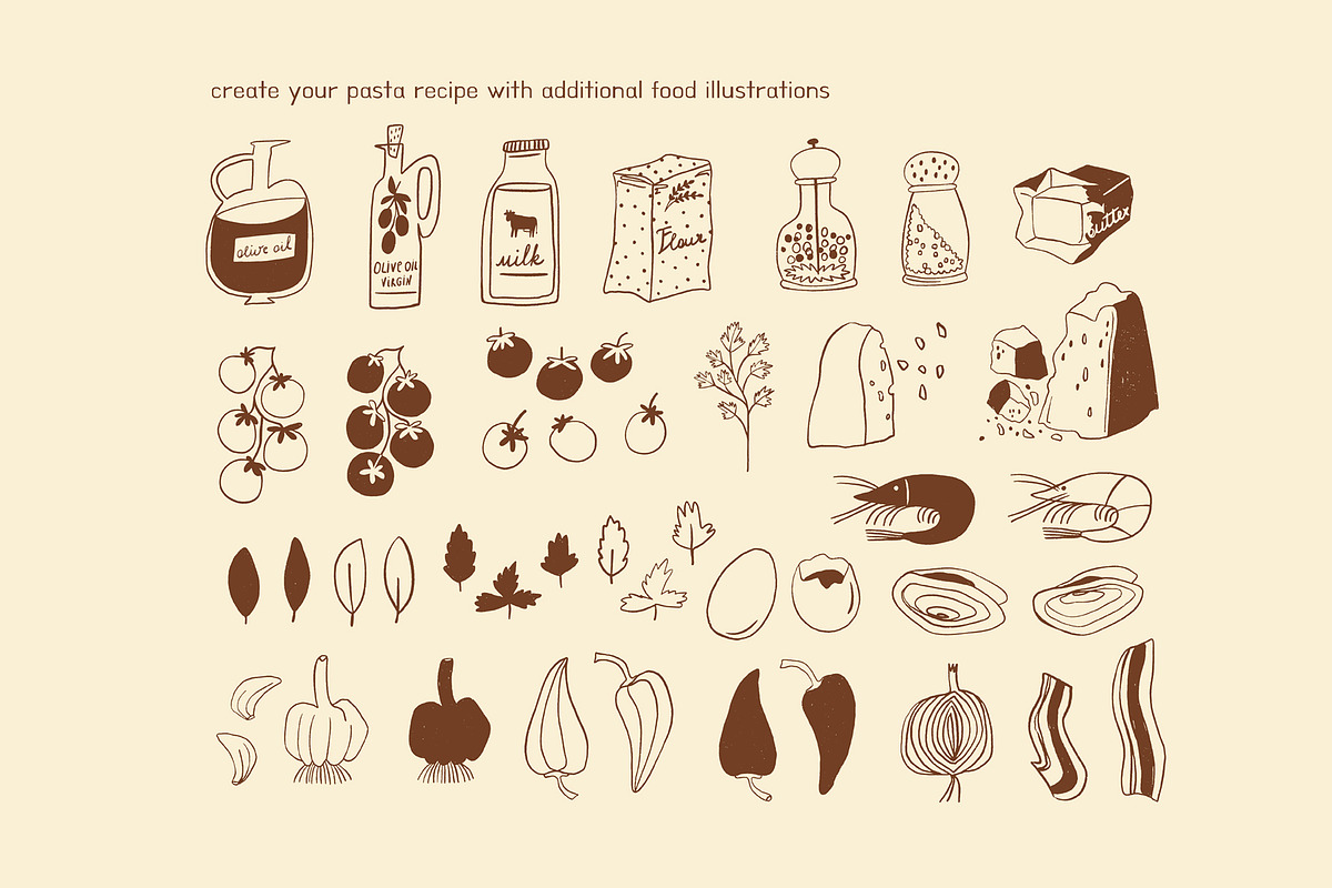 Pasta La Pasta. Food illustrations., a Food Illustration by Annakniaz (Photo 11 of 18)