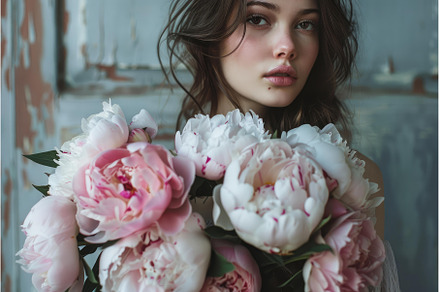 Brunette model posing with bouquet, a Beauty & Fashion Photo by Ylivdesign