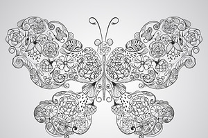 Vector Butterfly Made Of Flowers