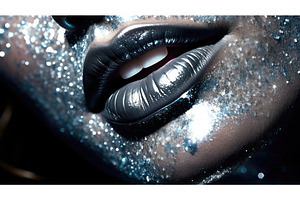 metallic silver lips ai generated, a Beauty & Fashion Photo by pikepicture