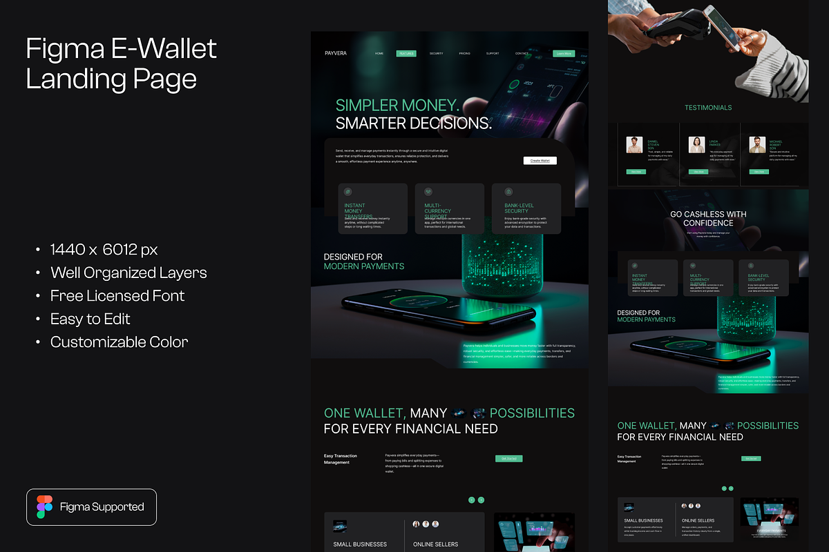 Figma E-Wallet Landing Page, a Landing Page Template by Musara (Photo 1 of 6)