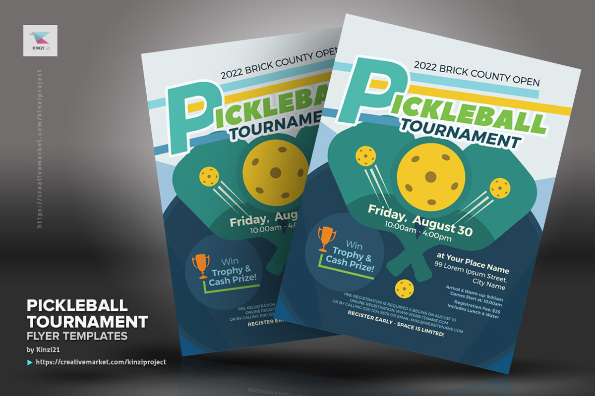 Pickleball Tournament Flyer Template, a Flyer Template by kinzi21 (Photo 3 of 4)