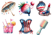 Coquette 4th of July Clipart, an Illustration by Watercolor design (Thumbnail 4 of 4)