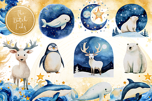 Cute Arctic Animals Clipart Set