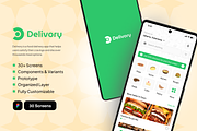 Delivory - Food Delivery App UI Kit, an UI Kit Template by restiyathena (Thumbnail 1 of 6)