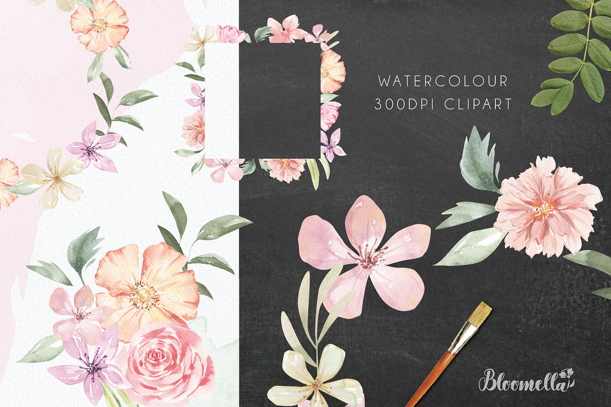Watercolour Flew Flowers Wreaths Set, an Object Graphic by Bloomella (Photo 6 of 8)