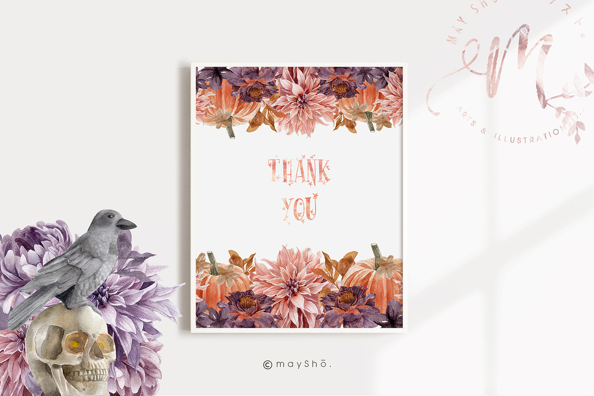 Watercolor Flower, Halloween Clipart, an Illustration by May • SHO (Photo 17 of 17)