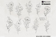 Poppy Fine Line Procreate Stamps, a Brush Add-On by CaraulanStore (Thumbnail 4 of 8)