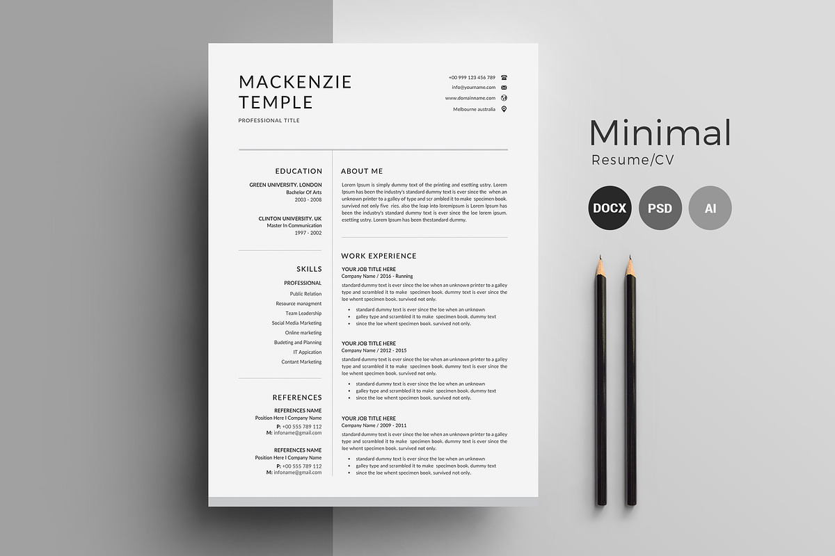 Resume Template | CV + Cover Letter, a Resume Template by Creatune (Photo 1 of 3)