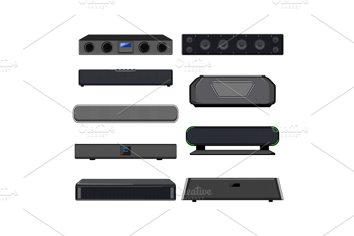 soundbar audio set cartoon vector, an Object Illustration by pikepicture