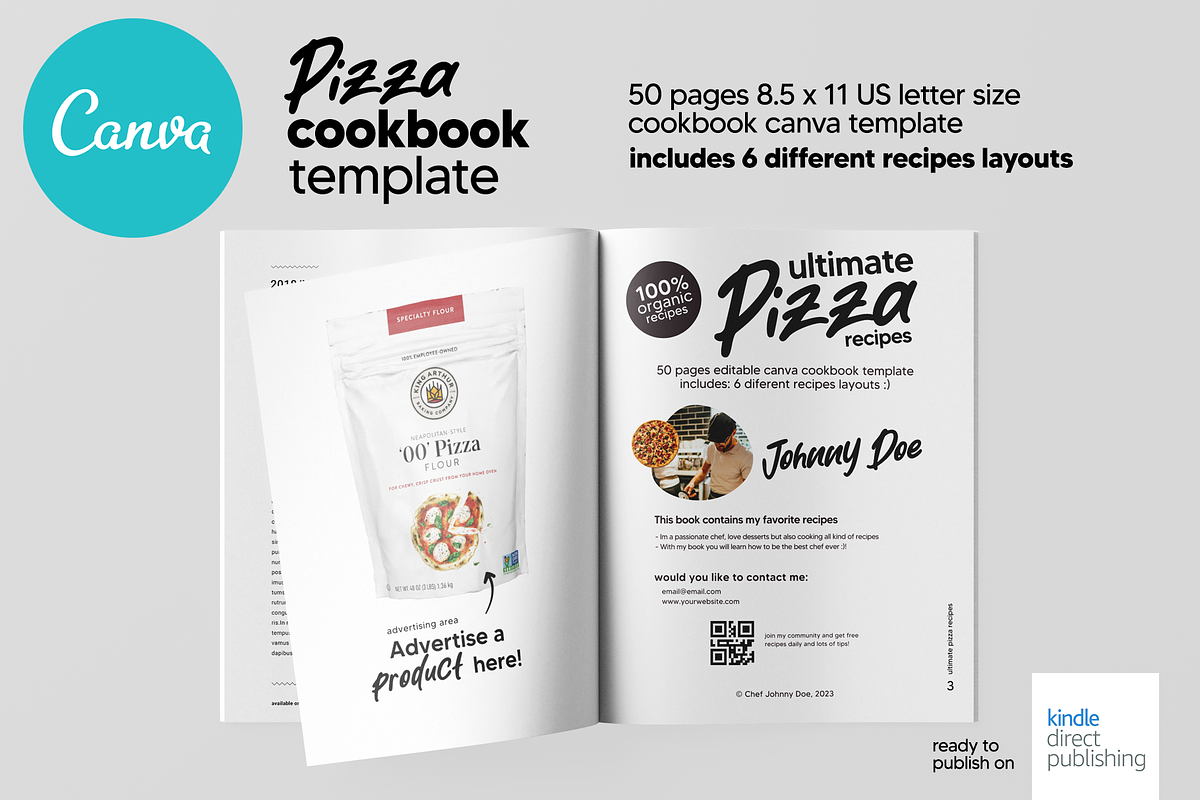 Canva Pizza US Letter CookBook, a Print Template by DeLaGranSiete (Photo 2 of 11)