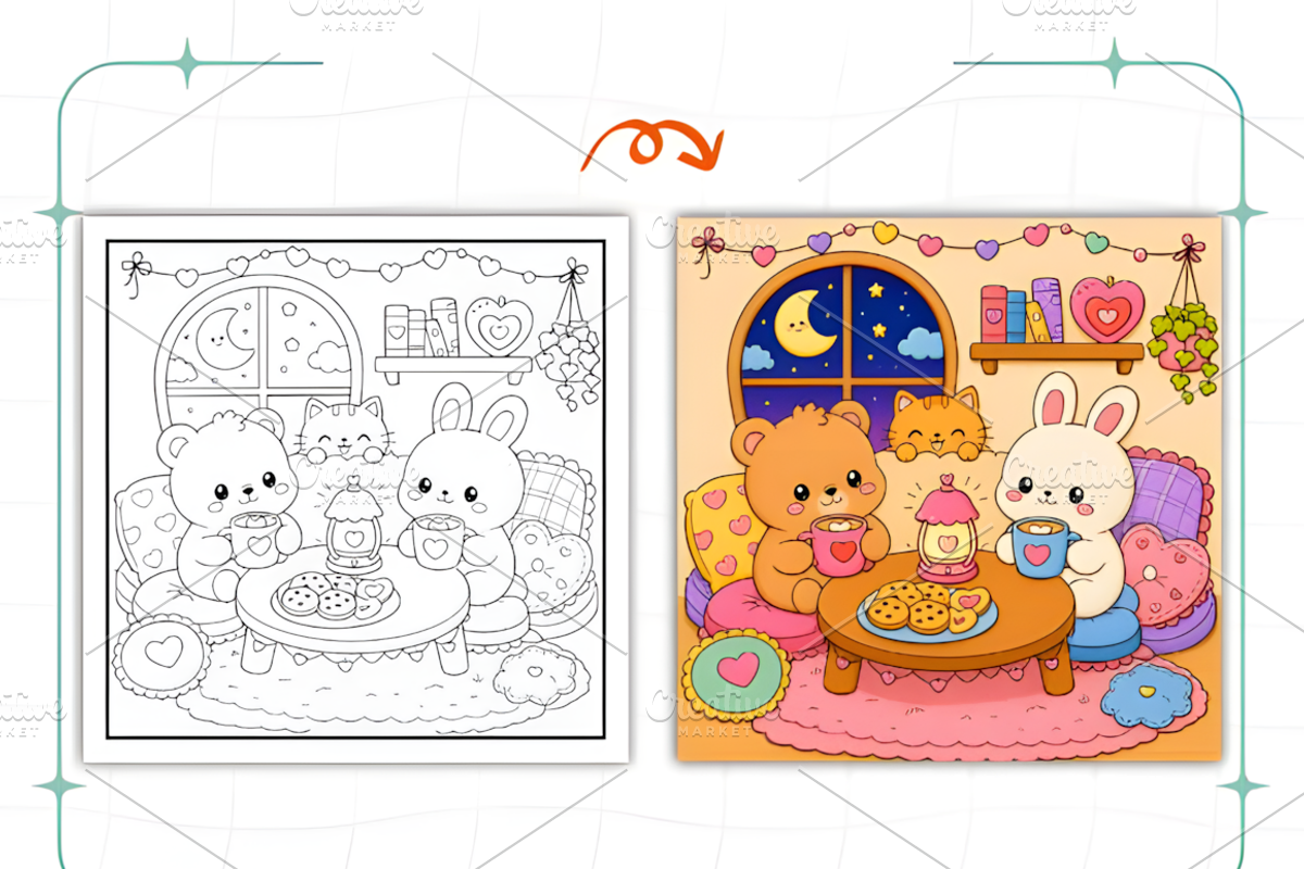 Kawaii Daydreamy Cute Coloring Pages, a Decorative Illustration by Coco Bloom (Photo 6 of 8)