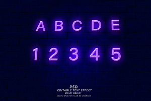 Lettering Neon Sign Editable Text, a Layer Style Add-On by TrueVector