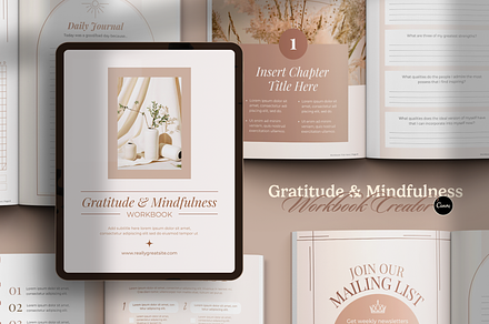 Gratitude & Mindfulness Book Creator, a Stationery Template by Creatif Foundry
