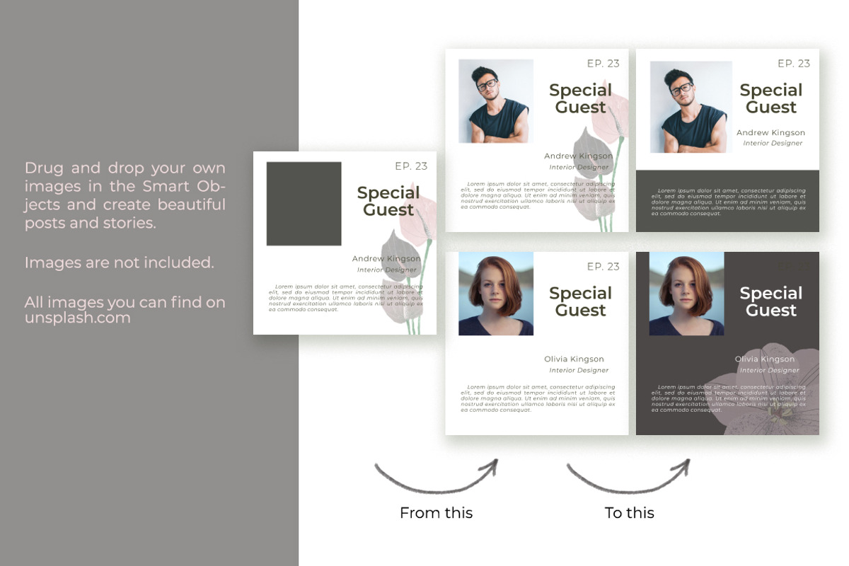Podcast Instagram Pack, a Social Media Template by OlgaSerbun (Photo 7 of 8)