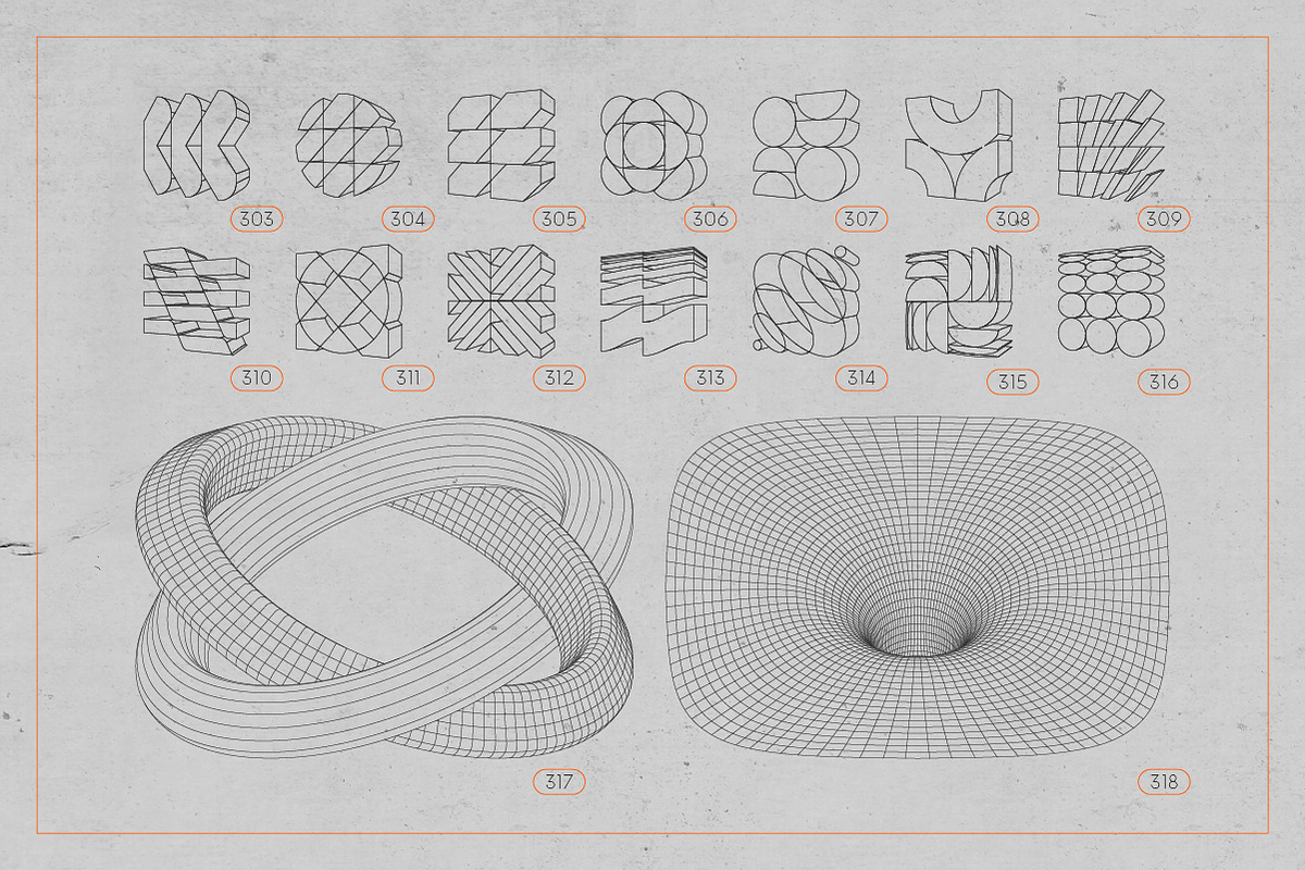 3D Wireframe Shapes | set 6, an Object Graphic by MaximGertsen (Photo 4 of 7)