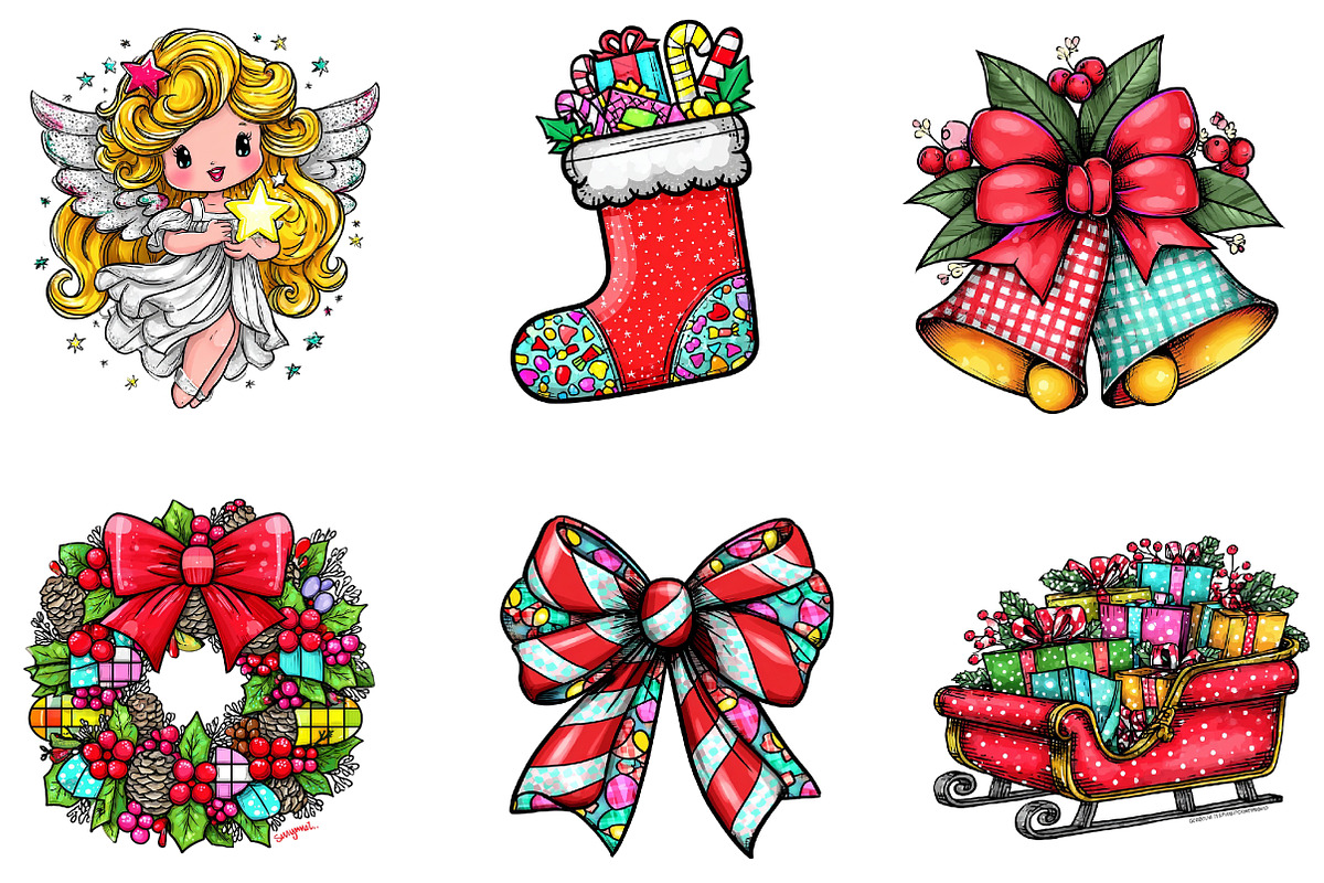 Cute Christmas Clipart, an Illustration by CreationArt (Photo 2 of 5)