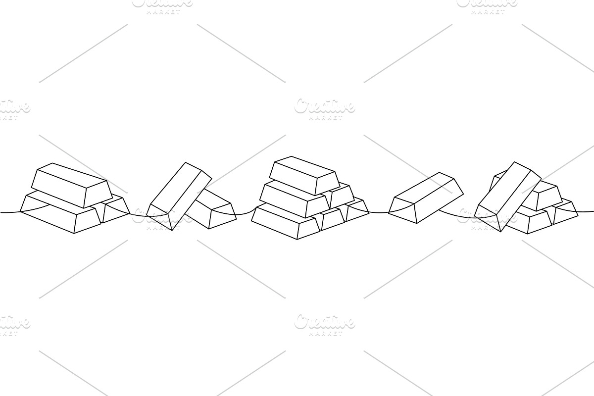 Set of gold bars stack one line, an Object Illustration by GraphiShop