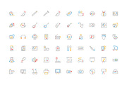 100 Music Colored Line Icons, an Outline Icon by Creative Stall (Thumbnail 2 of 2)