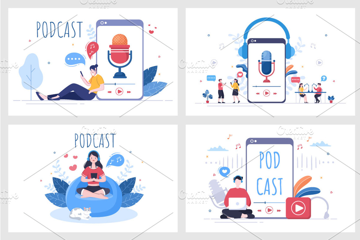 16 Podcast Vector Flat illustrtion, a Technology Illustration by ...