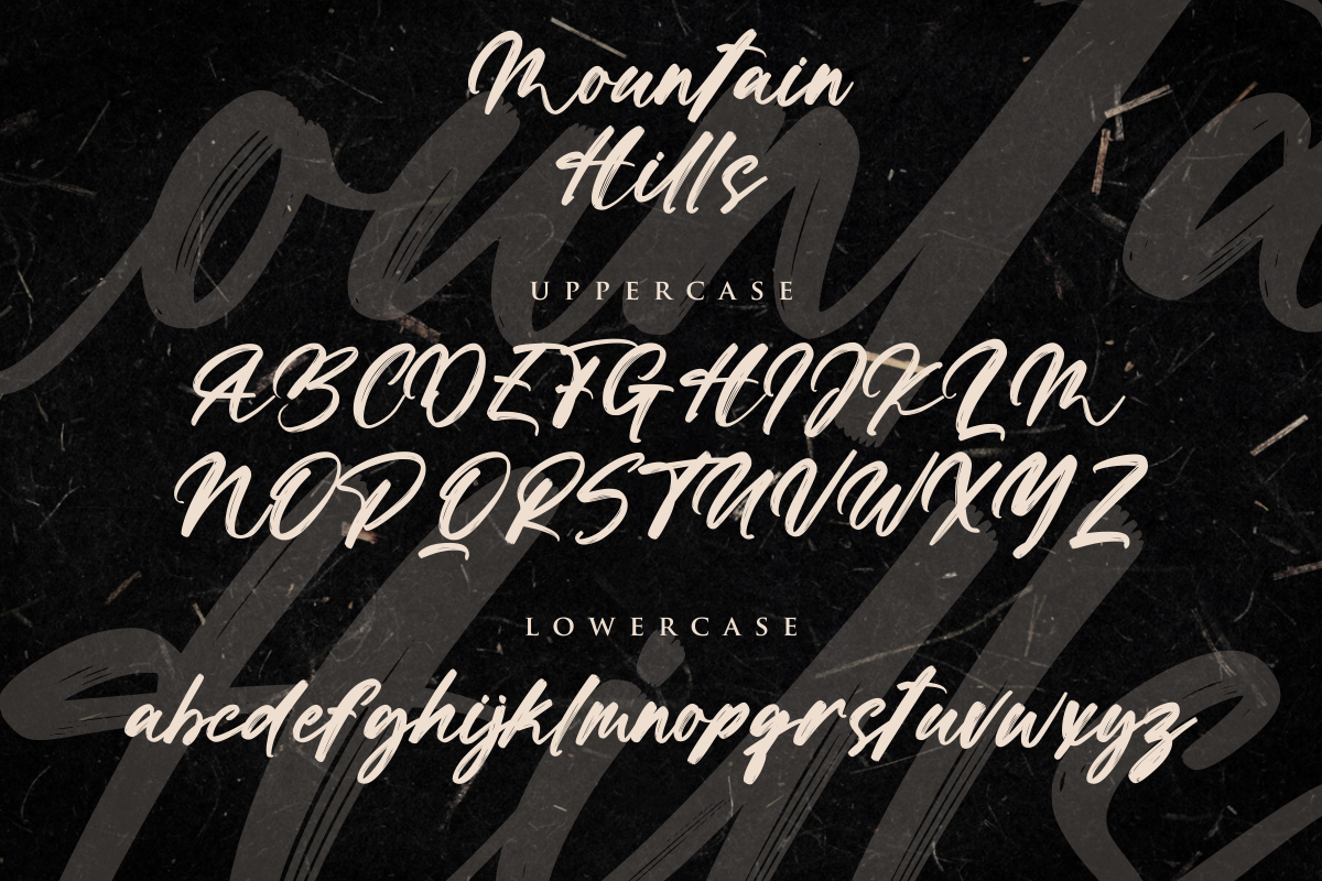 Mountain Hills - Brush Script Font, a Script Font by Fikryal Studio (Photo 9 of 11)