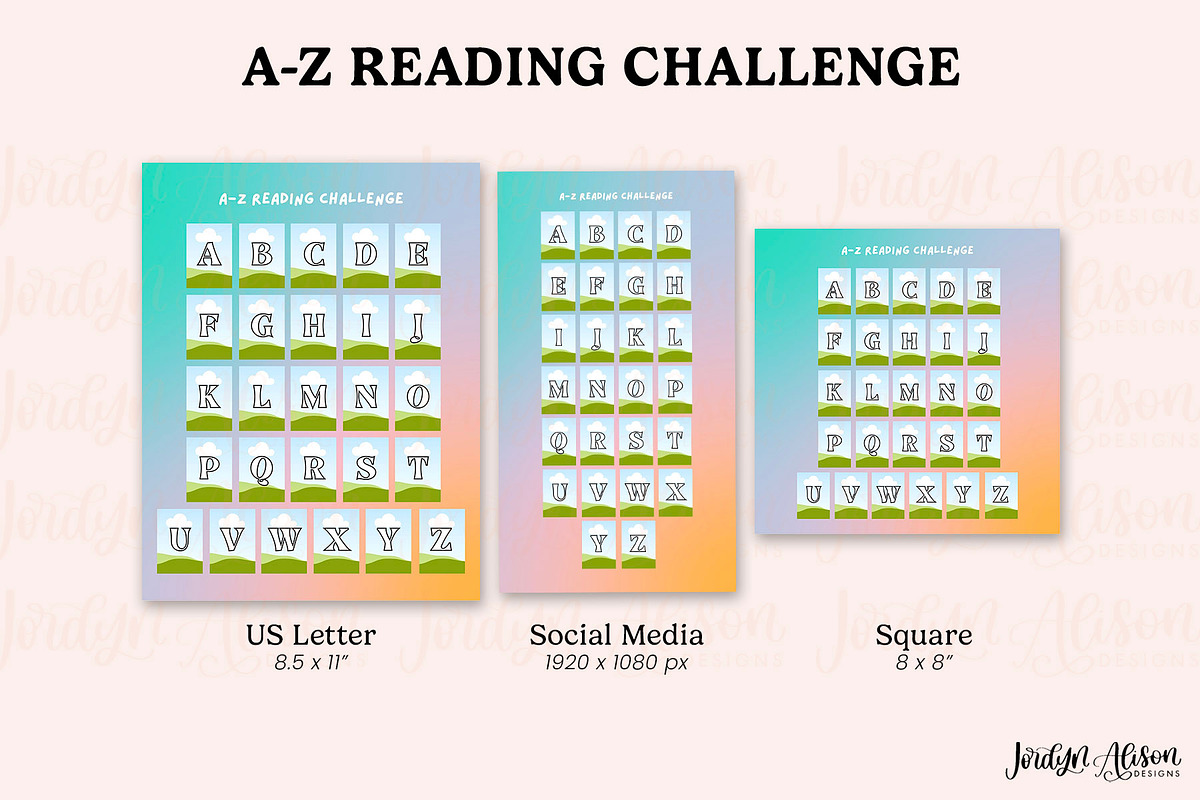 A-Z Reading Challenge Canva Template, a Design Template by Jordyn Alison Designs (Photo 3 of 3)