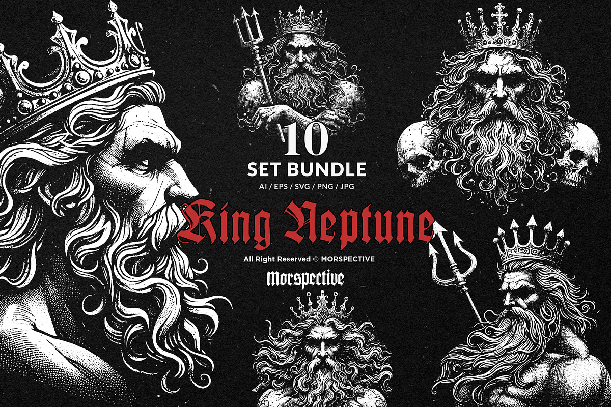 10 Bundle Dark Art King Neptune Sea, an Illustration by Morspective (Photo 1 of 7)