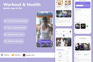 Workout & Health Mobile App UI Kit, an UI Kit Template by Betush
