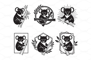 Cute set of koala silhouettes, an Animal Illustration by yod67