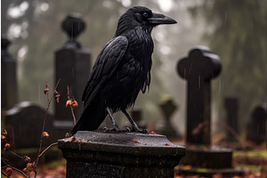 Raven Graveyard Tombstone. Generate