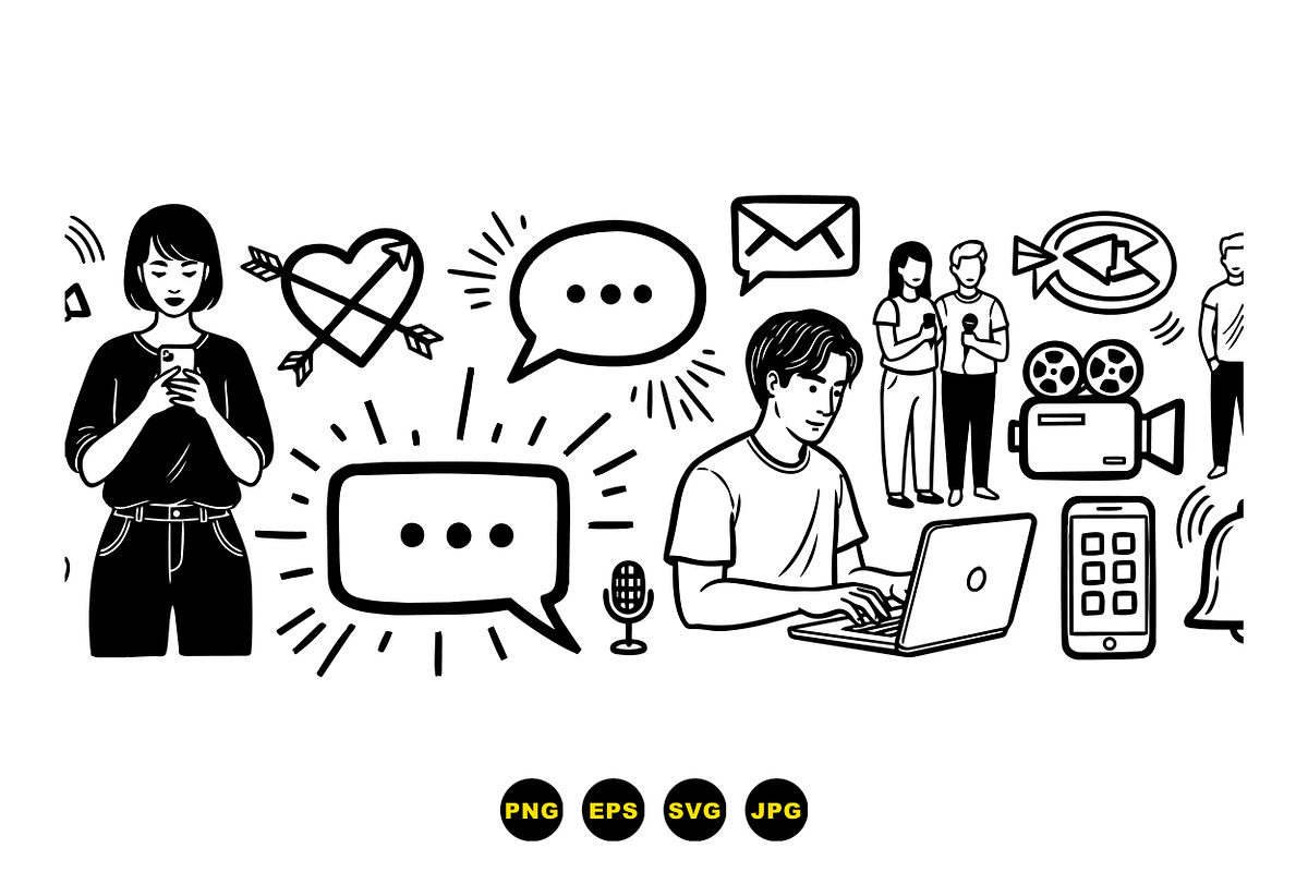 Modern Communication Icon Set, an Illustration by designvectx (Photo 3 of 3)
