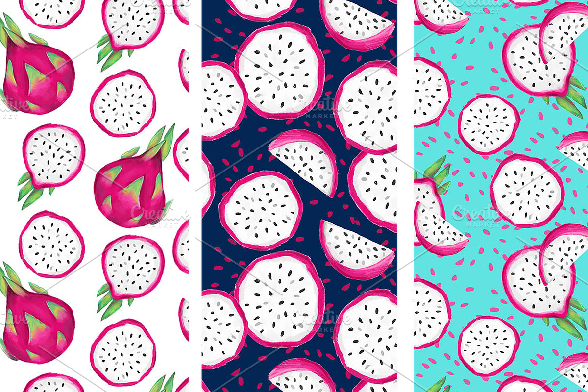Seamless pattern Dragon Fruit, a Pattern Graphic by Sweet_print (Photo 3 of 3)