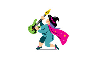 Witch with rock guitar 
