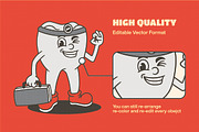 Retro Dental Mascot Illustration, a Healthcare Illustration by Decoconio Design (Thumbnail 5 of 8)