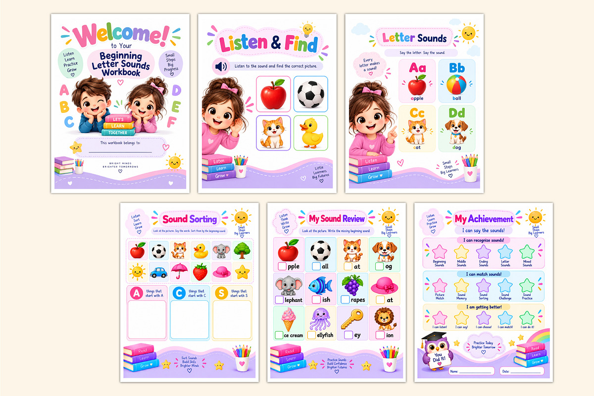 Beginning Letter Sounds Workbook, a Stationery Template by Shumaya (Photo 3 of 5)