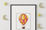 Hot Air Balloons Watercolor Clipart, a Transportation Illustration by AnastasiaWatercolor (Thumbnail 7 of 9)