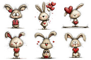 Whimsical Bunny Valentine's Day Clip, an Illustration by Pixels.Craft (Thumbnail 4 of 5)
