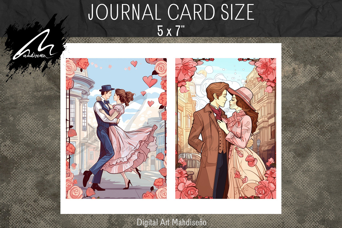 Victorian Romantic Lovers Paper Kit, a Person Illustration by Digital Art Mahdiseño (Photo 7 of 9)