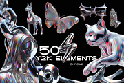 Chrome 3D Y2k Design Elements, an Object Graphic by THE PIGGEST (Thumbnail 6 of 11)