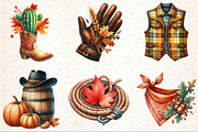 Watercolor Cowboy Autumn Clipart, an Illustration by Rose Art (Thumbnail 3 of 7)