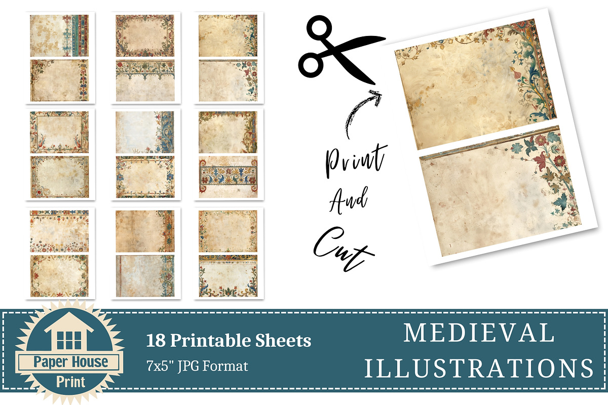 Medieval Grunge Illustrations Paper, an Illustration by NiiiNArt (Photo 6 of 8)